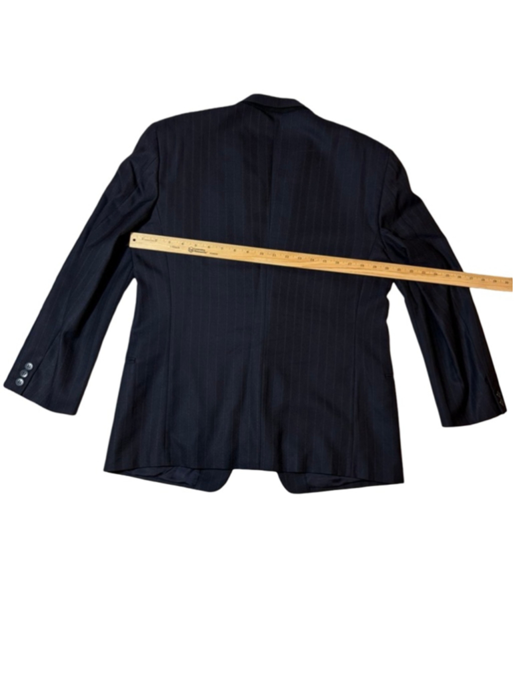 Giorgio Armani Wool Blazer 40 Black Pinstripe Italy Tailored Luxury - Picture 8 of 10